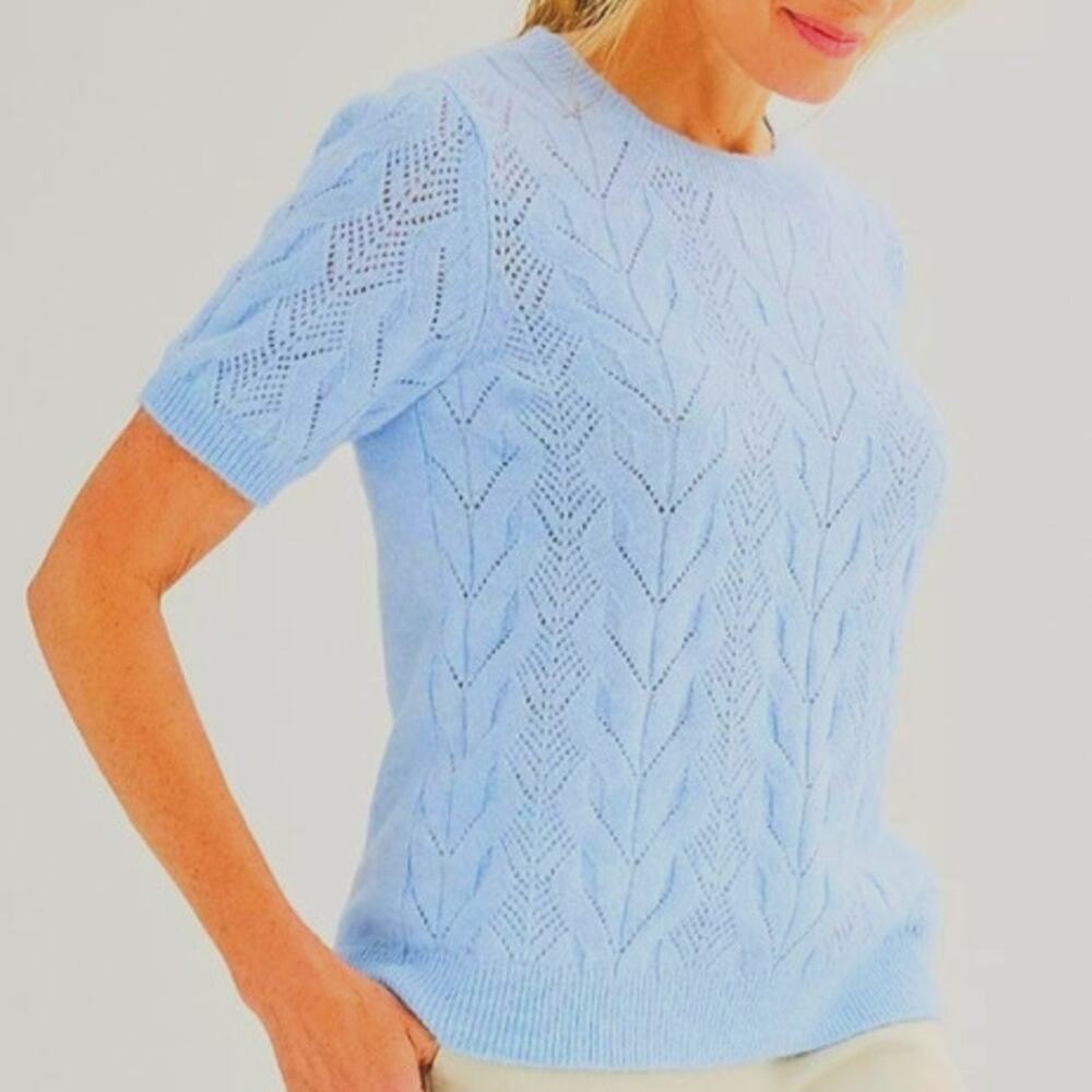 Croft & Barrow Short Sleeve Pointelle Sweater Plus Size 3X